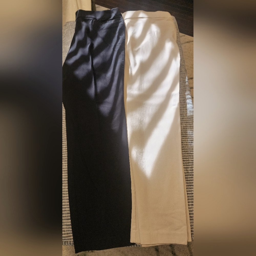2 Pair JM Collection Women's Pull-On Slacks Black and Khaki